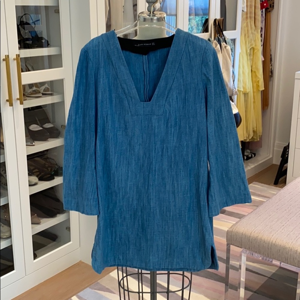 Zara Denim mini dress with side slits size small